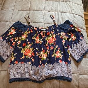 Angie half sleeve flowered shirt size medium